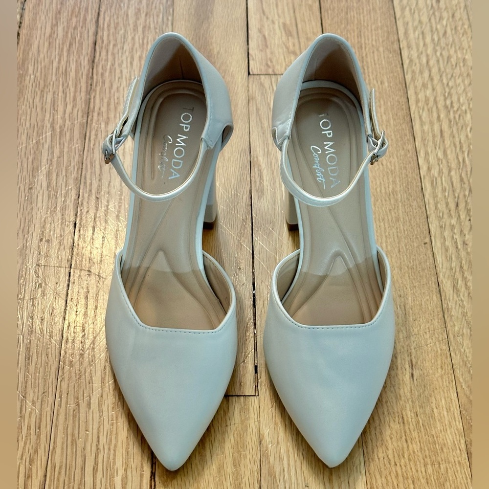 TOP Moda Women's Elegant White Heels